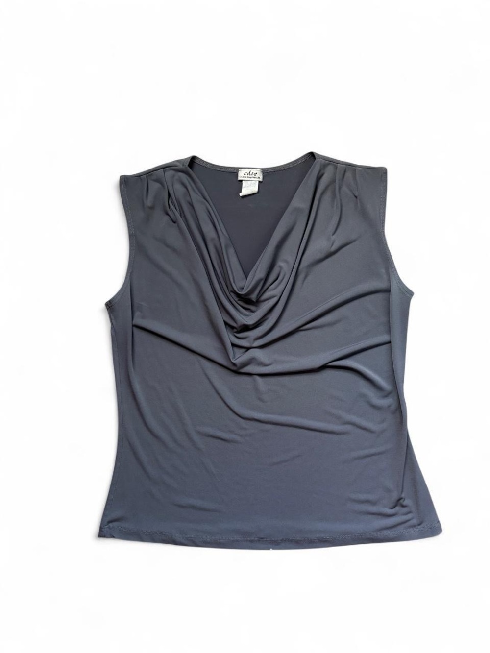 CDW Sleeveless Cowl Neck Top - Charcoal Gray